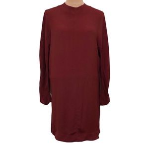 COS Sheath Dress Size 12 Dark Red Burgundy Long Sleeve